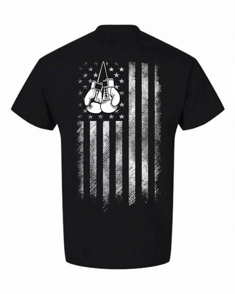 Short Sleeve T-Shirt - Flag back design, Black