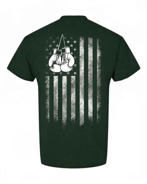 Short Sleeve T-Shirt - Flag back design, Forest Green