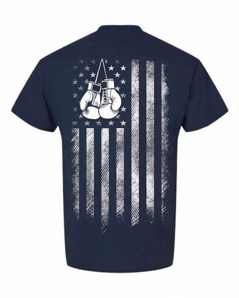 Short Sleeve T-Shirt - Flag back design, Navy