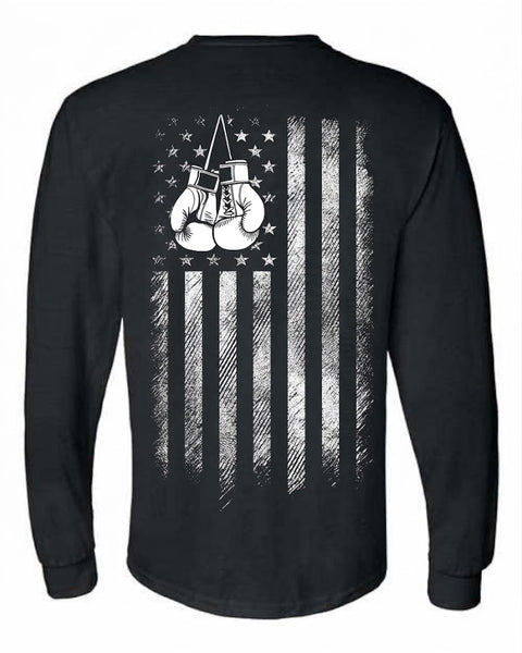 Long Sleeve T-Shirt - Flag back design, Black