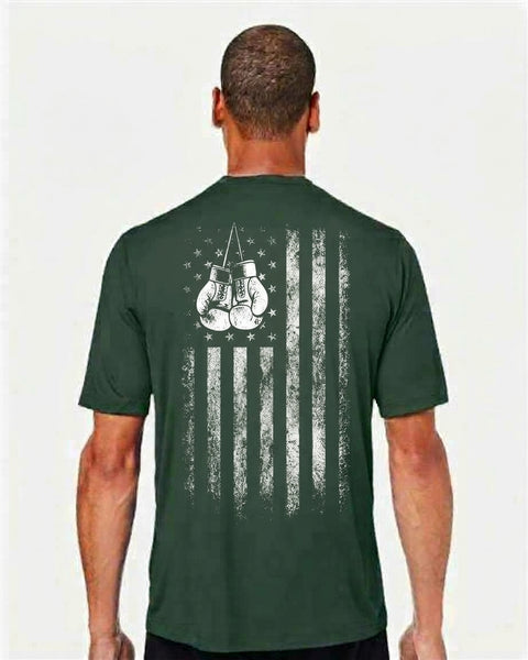 Performance T-Shirt - Flag back design, Deep Forest