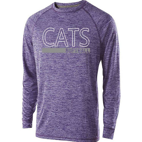 Adult Heather Purple Cats Softball Outline Electrify Long Sleeve