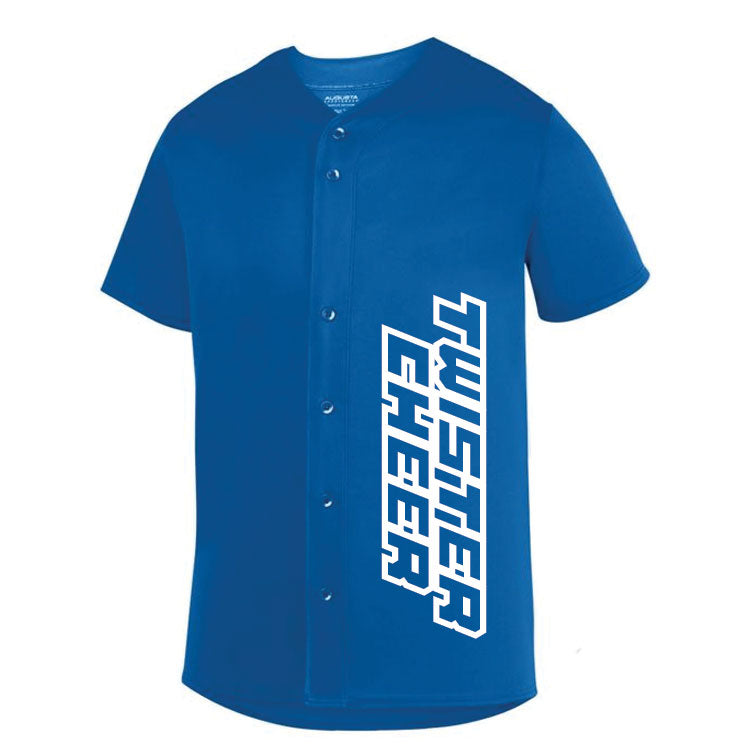 Adult Royal Blue Twister Cheer Baseball Jersey