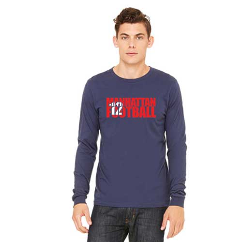 Adult Navy Manhattan Football Number Long Sleeve