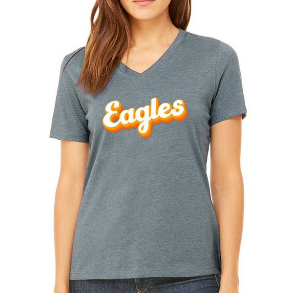 Ladies Colby Eagles Fade Relaxed V-Neck Tee