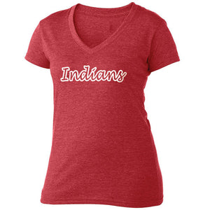 Ladies Red or Navy Indians Relaxed V-Neck Tee