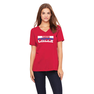 Ladies Red Twister Cheer Relaxed V-Neck