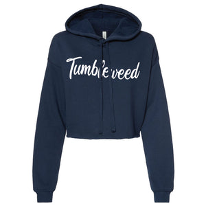 Ladies Navy Tumbleweed Script Cropped Hoodie