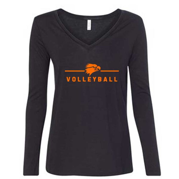 Ladies Black Multisport Flowy V-Neck Long Sleeve