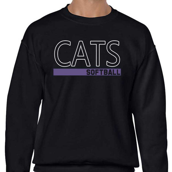 Adult Cats Softball Outline Crewneck Sweatshirt