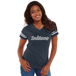 Ladies Navy Indians Fine Jersey