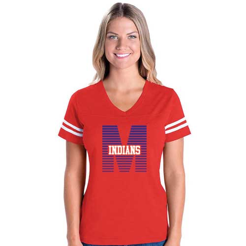 Ladies Red Striped Manhattan Fine Jersey