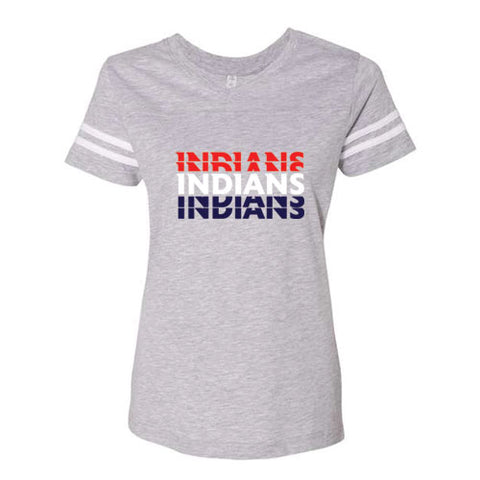 Ladies Gray Manhattan Stacked Indians Fine Jersey