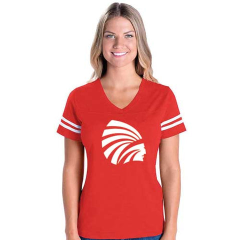 Ladies Red Indian Head Logo Fine Jersey