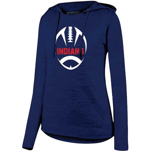 Adult or Ladies Cut Navy Vertical Football Lightweight Shadow Tonal Hoodie