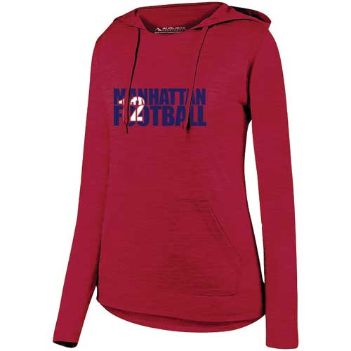 Ladies Manhattan Football Number Lightweight Shadow Tonal Hoodie