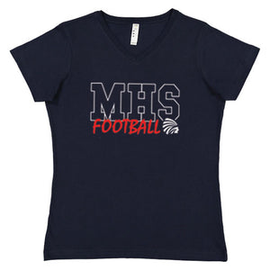 Ladies Navy MHS or MHSE Multisport Relaxed V-Neck Tee