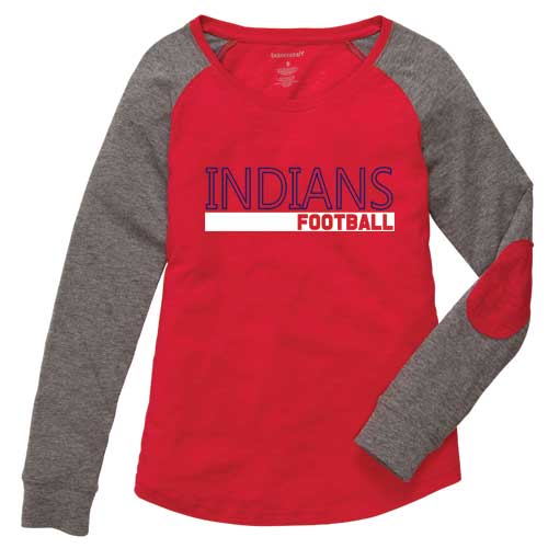 Ladies Red Indians Multisport Preppy Patch Long Sleeve