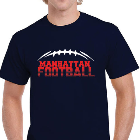 Adult Navy Manhattan Football Fade Tee