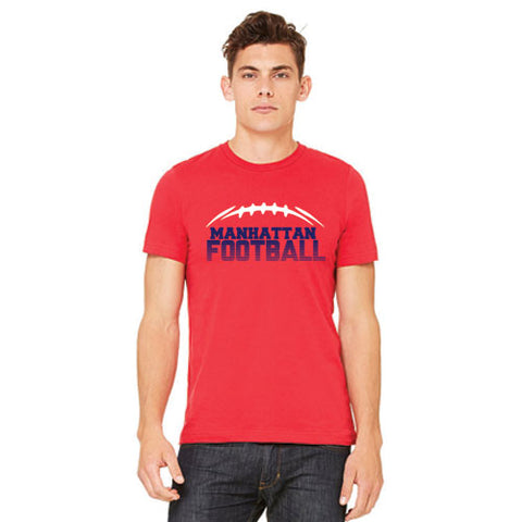 Adult Red Manhattan Football Fade Tee