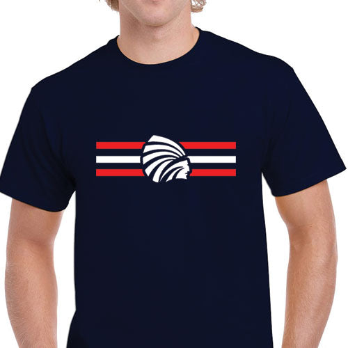 Adult Navy Manhattan Striped Indian Head Tee