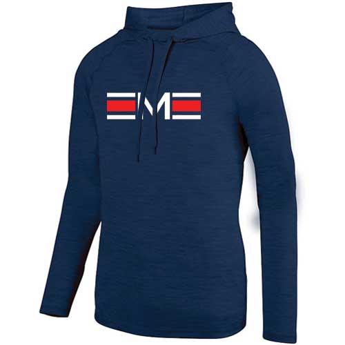 Adult or Ladies Cut Navy Manhattan Football Logo Lightweight Shadow Tonal Hoodie