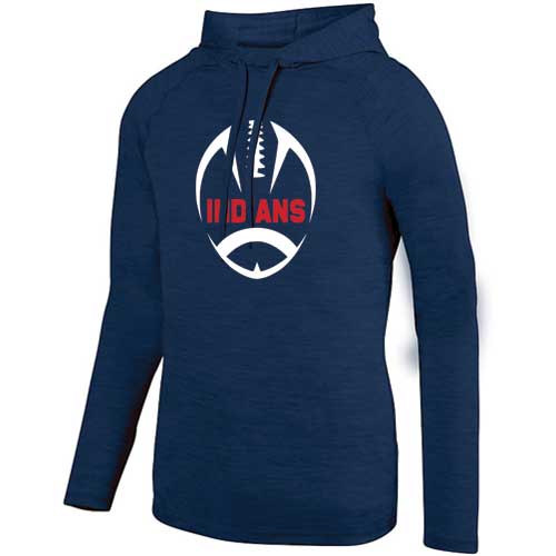 Adult or Ladies Cut Navy Vertical Football Lightweight Shadow Tonal Hoodie