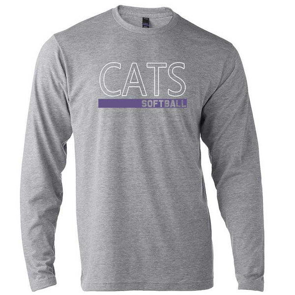 Adult Cats Softball Outline Long Sleeve