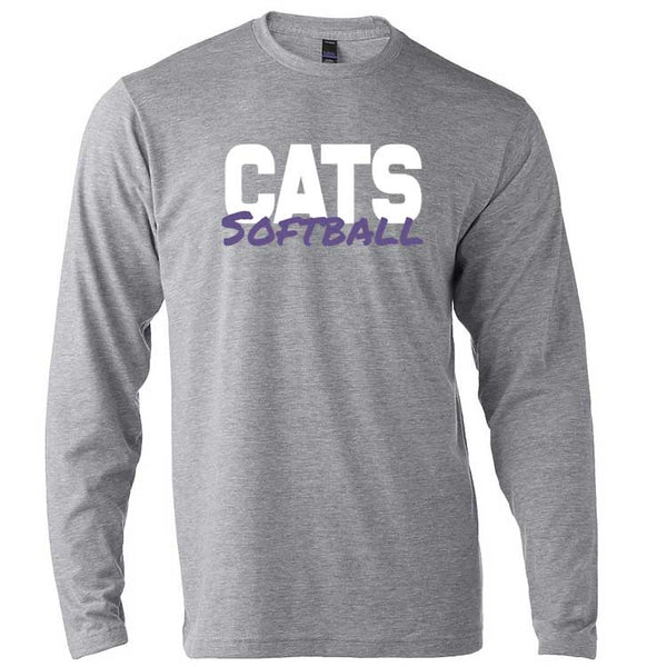 Adult Cats Softball Text Long Sleeve
